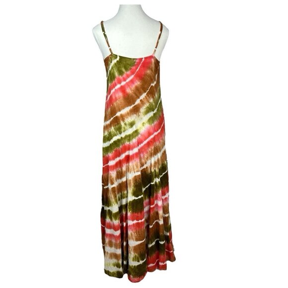 Solitaire LA Women's Multi-Colored Tie Dye Bohemian Maxi Sun Dress Size M/C33 - Picture 4 of 9
